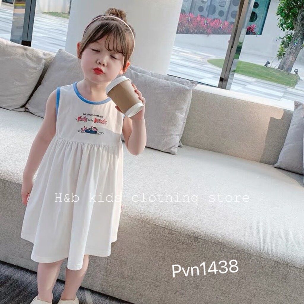 Váy thun cotton ba lỗ bé gái