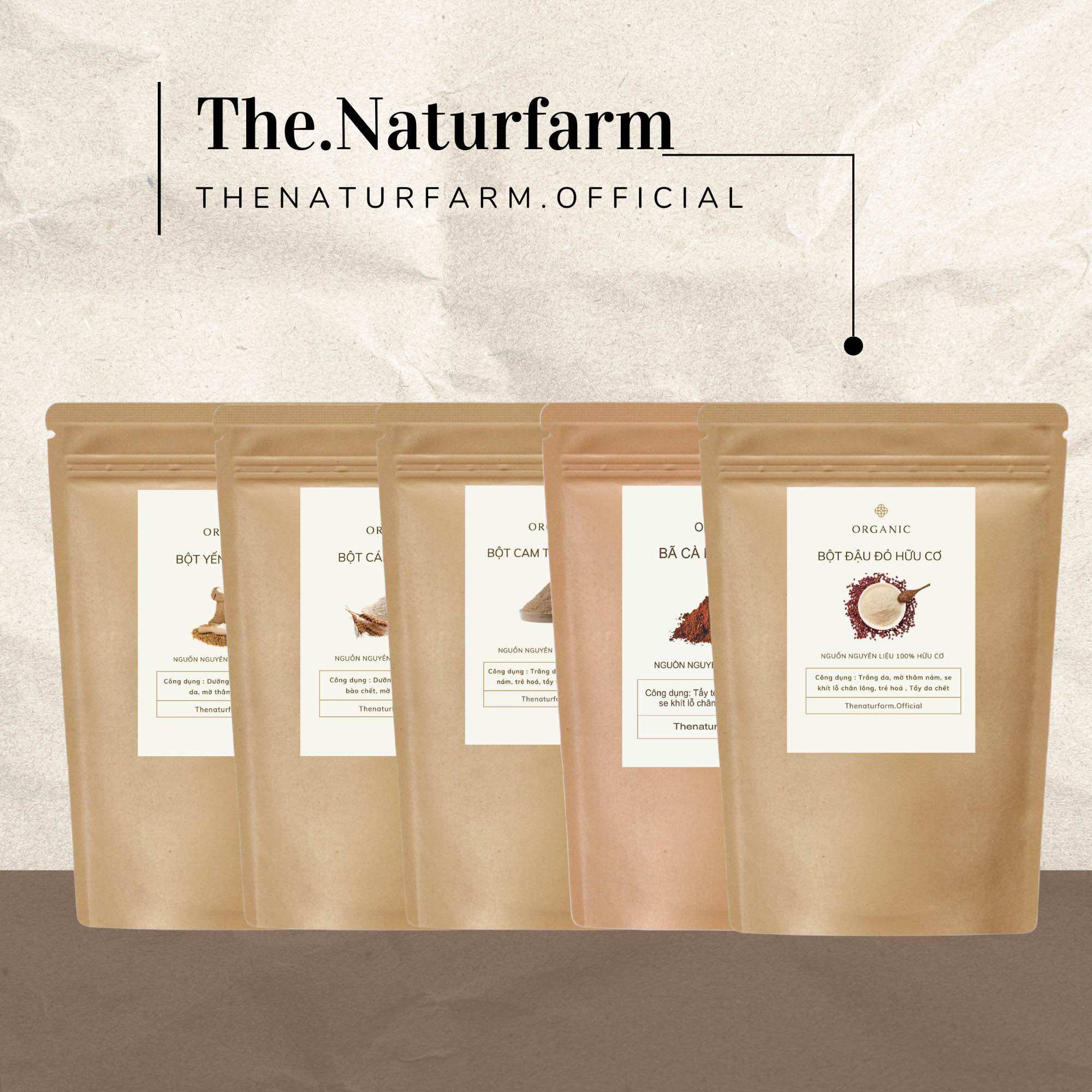 Combo 5 loại bột trắng da mờ thâm Naturfarm