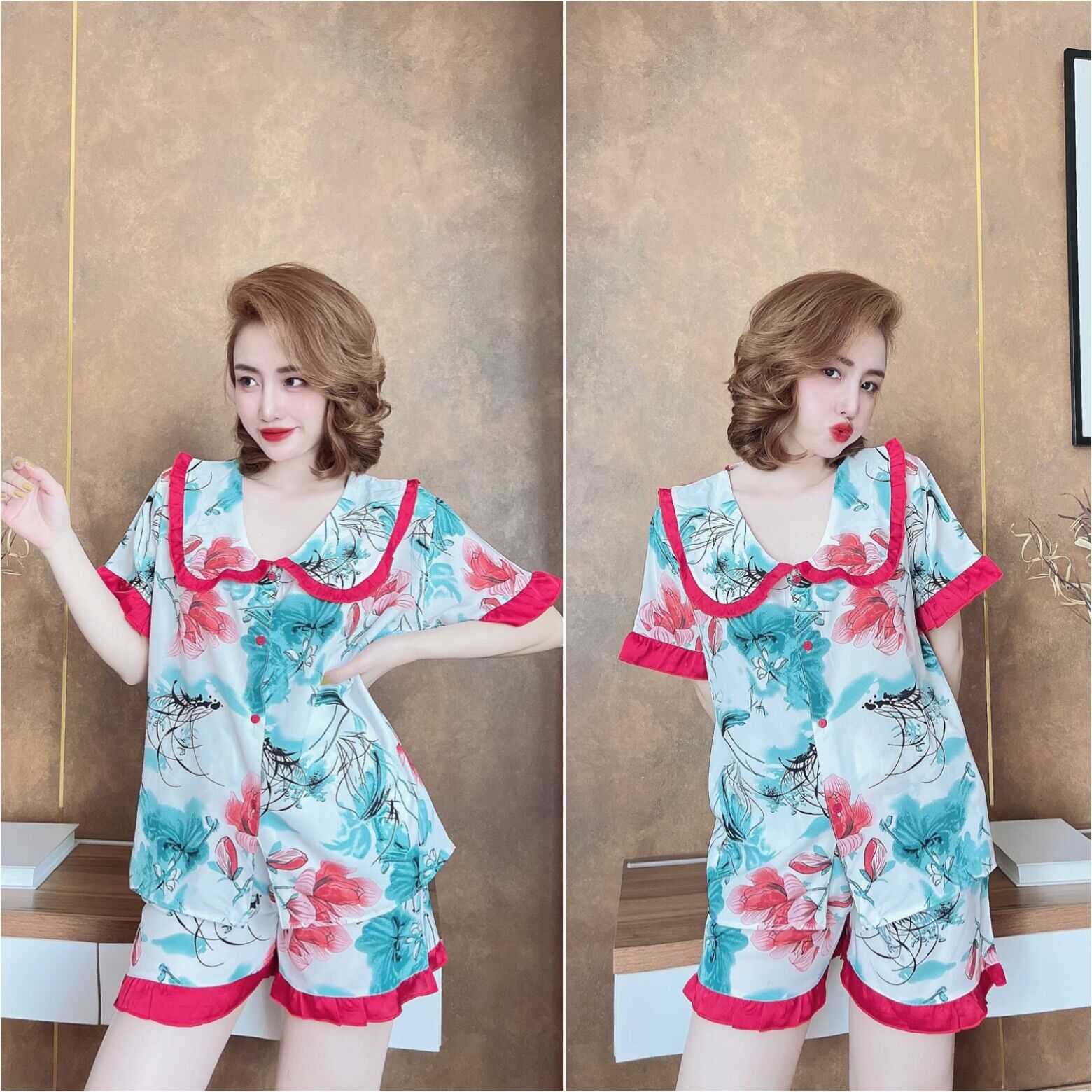 (50-100kg) Đồ bộ Lụa Nhật Tiểu thư - chuẩn form, chất mát, hoạ tiết xinh, siêu kute
