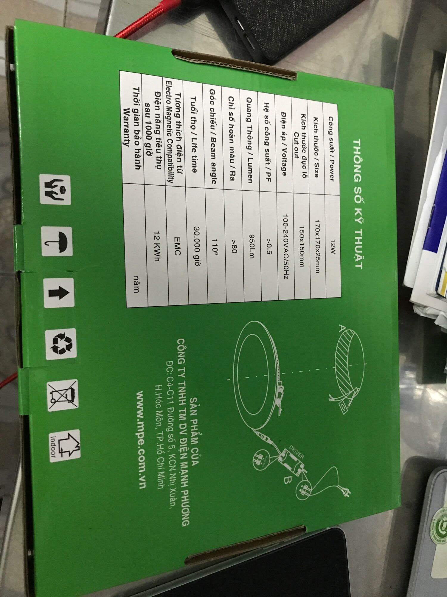 Đèn led âm trần panel 12w tròn MPE