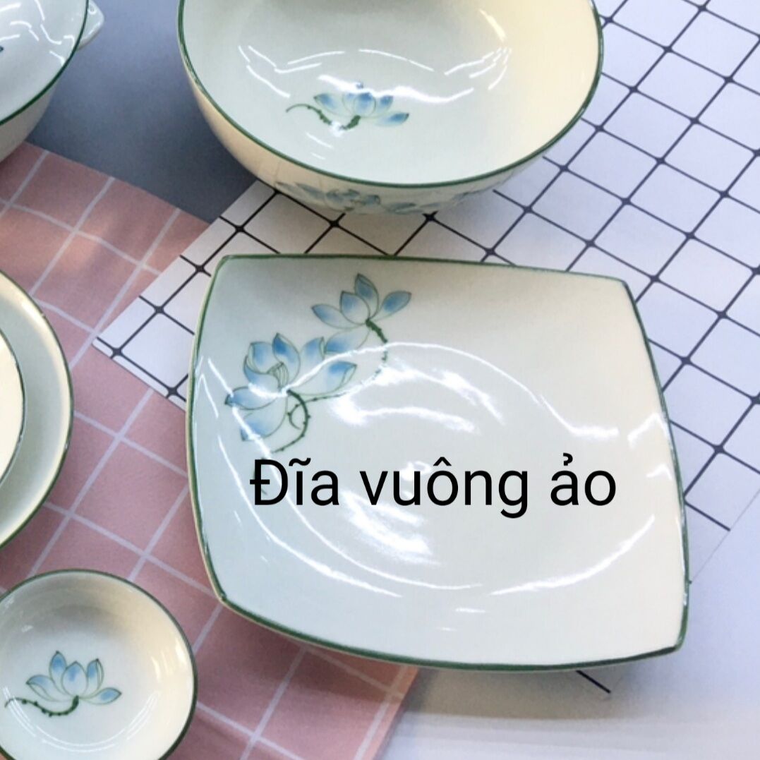 Bán lẻ bát đĩa vẽ hoa sen.Hàng sứ Bát Tràng.