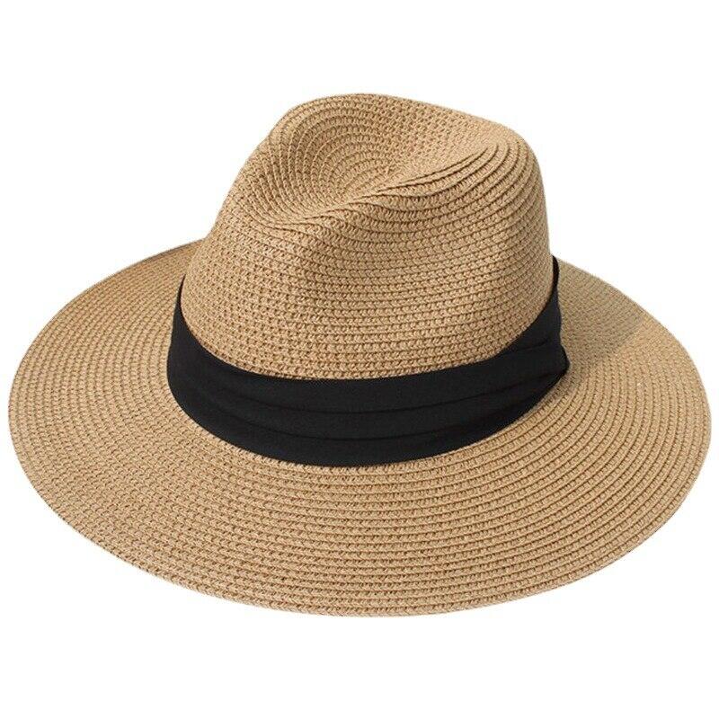 Rơm Sun Hat Wide Brim Summer Floppy Dạ Beach Hat Sun Protection Panama Hat Cho Nam Nữ Du Lịch