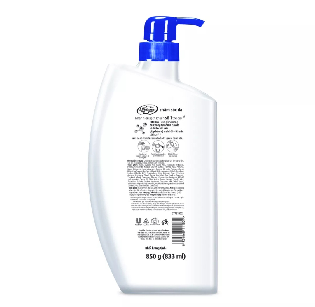 Sữa Tắm Lifebuoy Chăm Sóc Da Chai 850g