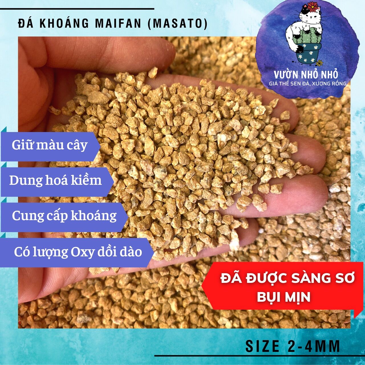 [SIÊU PHẨM]1kg Đá khoáng Maifan , Masato 2-4mm rải mặt, trộn giá thể hỗ trợ lên màu sen đá, xương rồng, cây mọng nước - Vườn Nhỏ Nhỏ