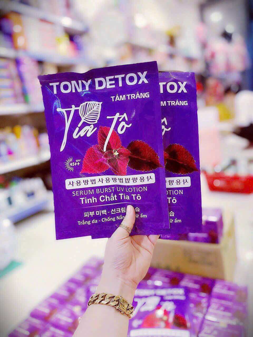 Tắm trắng tía tô gói Tony detox