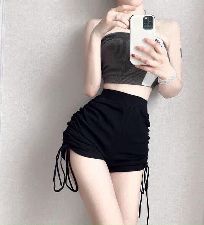 Quần đùi rút dây 2 bên eo nữ