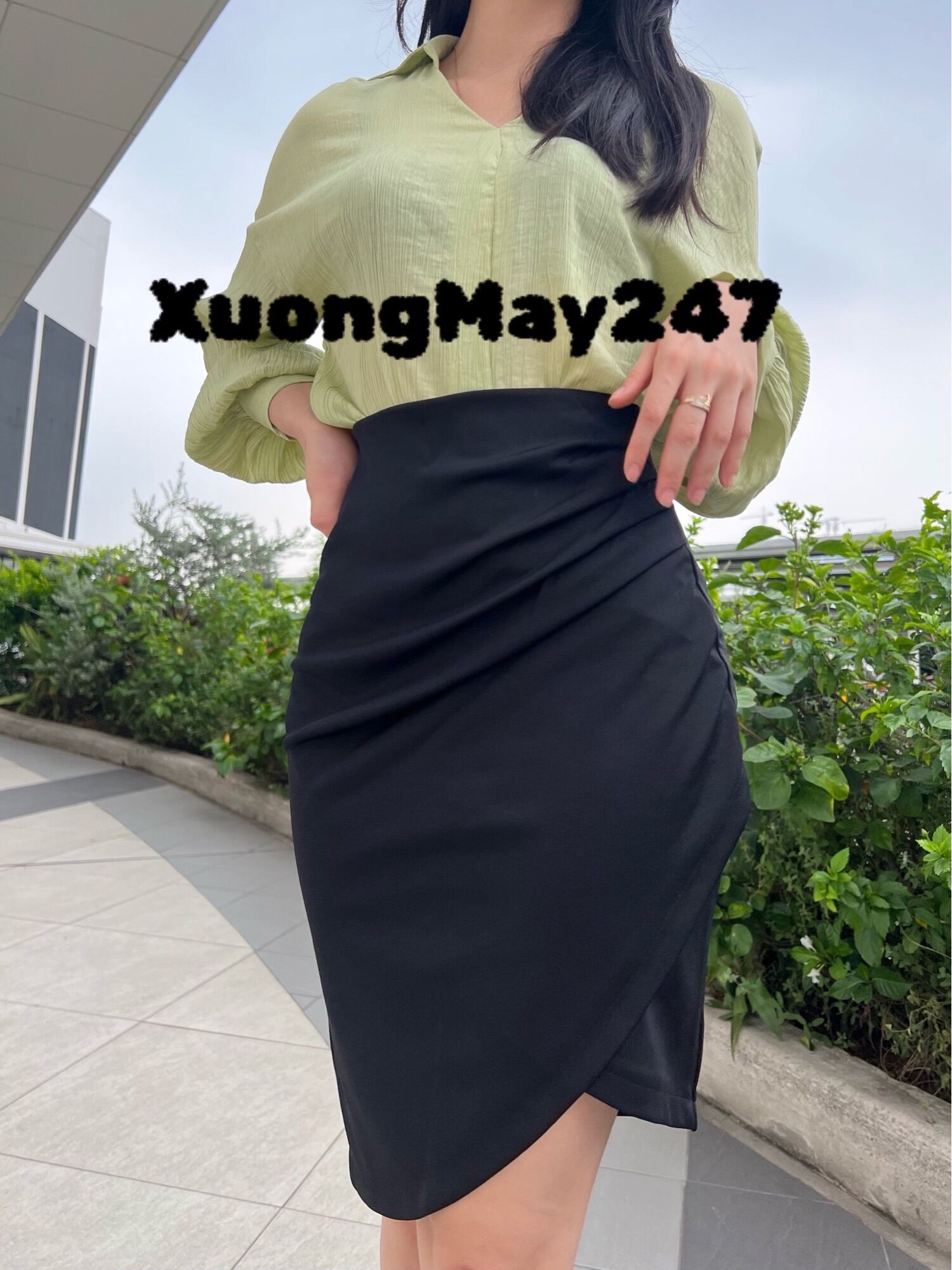 Chân váy nữ cách điệu, vải umi dày dặn msp703