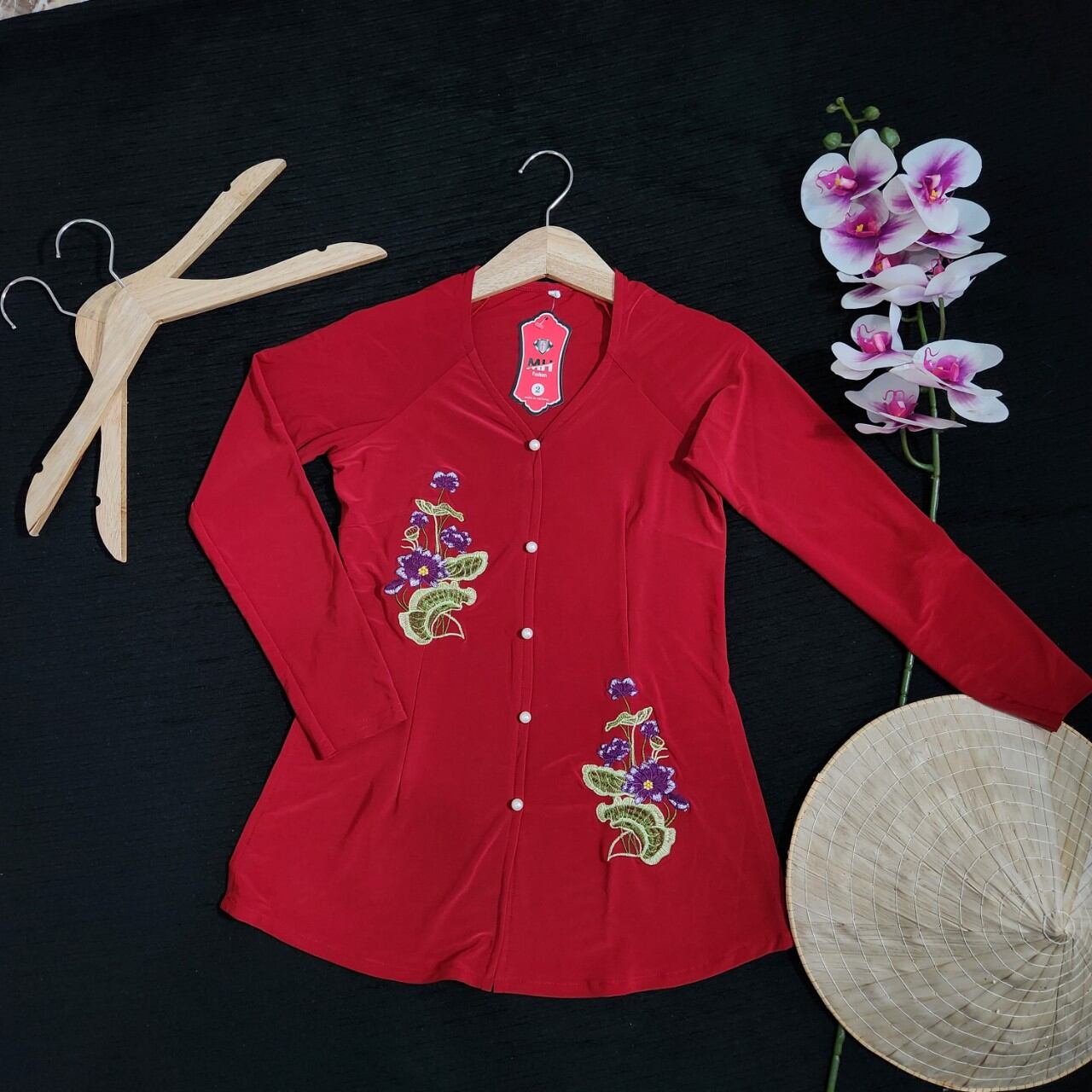 ÁO BÀ BA THÊU HOA SEN