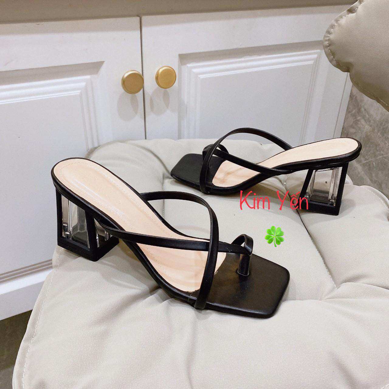 [HÀNG SẴN] D5 Dép nữ xỏ ngón,dép cao gót,gót mika 4 cạnh 6 phân,size từ 35 đến 40 Bigsize