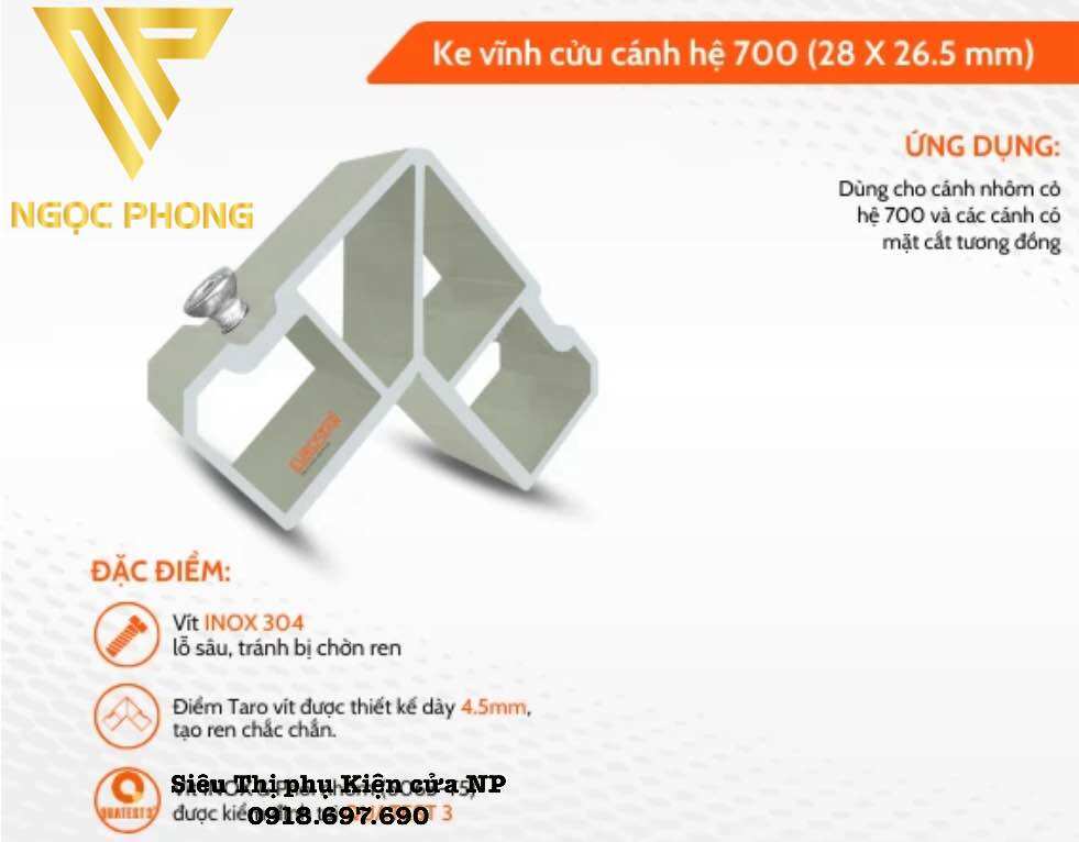 Ke vĩnh cửu hệ 700- ke nhôm bắt vít hệ 700