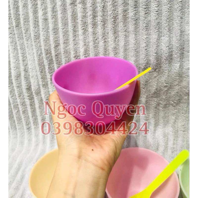 Chén dẻo silicon quậy bột mặt nạ, chén trộn mặt nạ ( kèm muỗng )