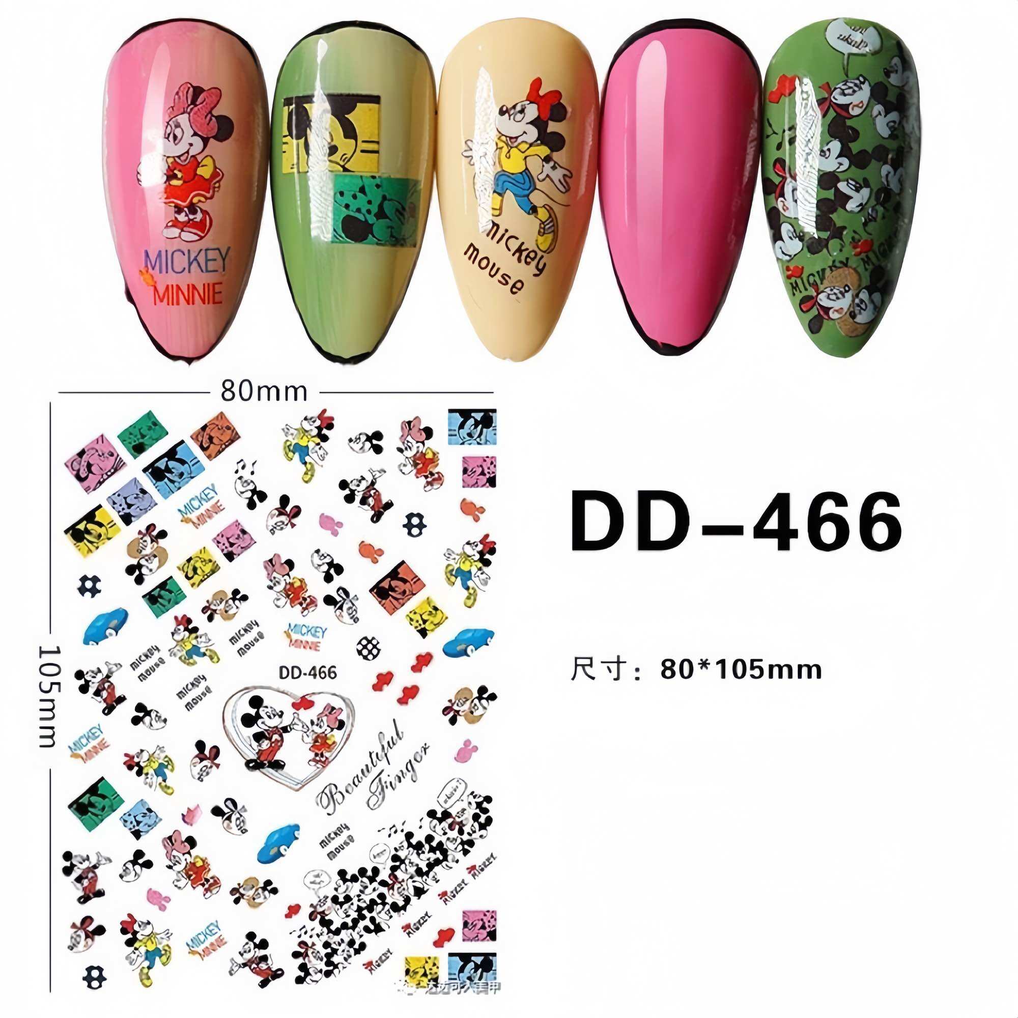 Sticker hoạt hình cô gái dán móng tay đủ kiểu