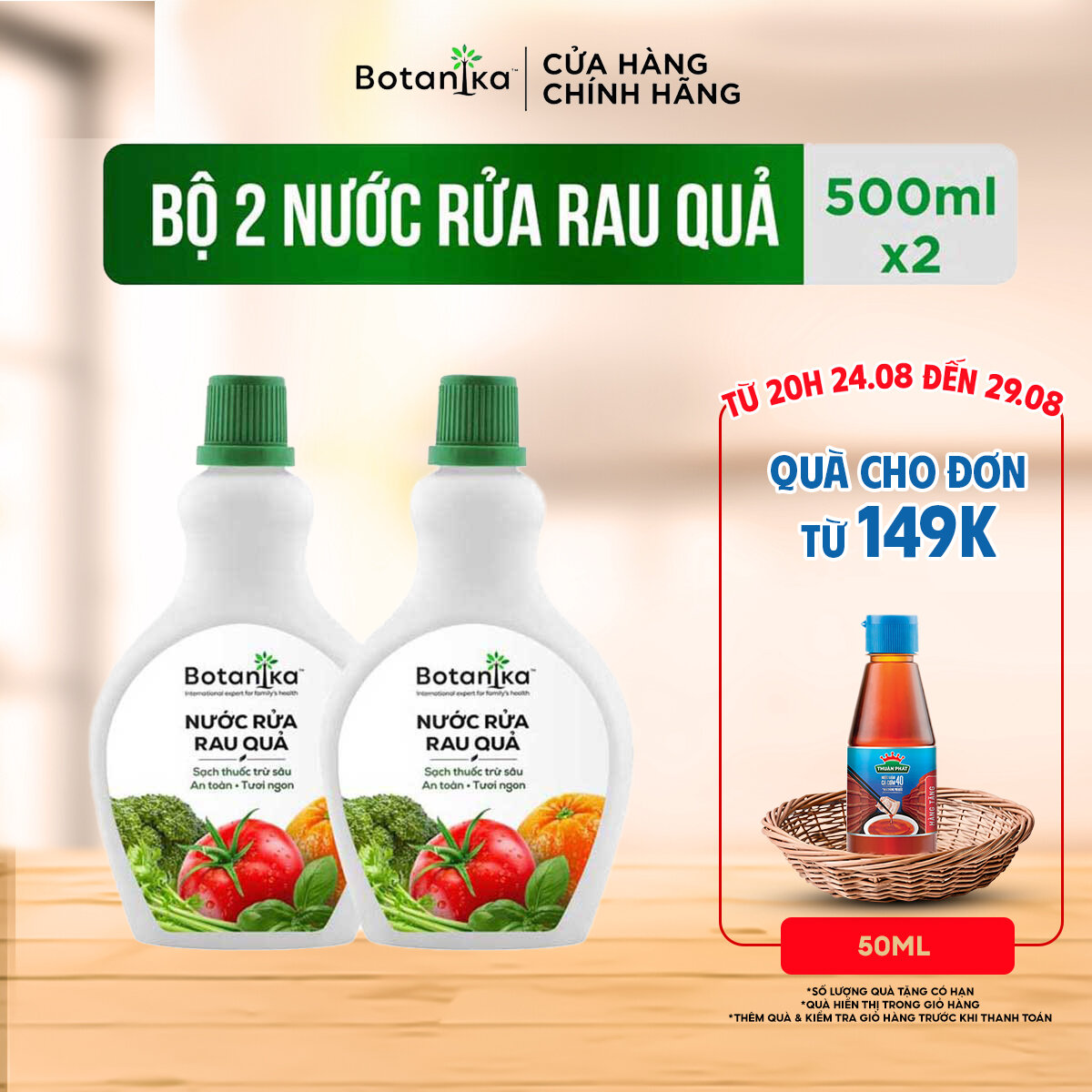Bộ 2 nước rửa rau botanika 500ml