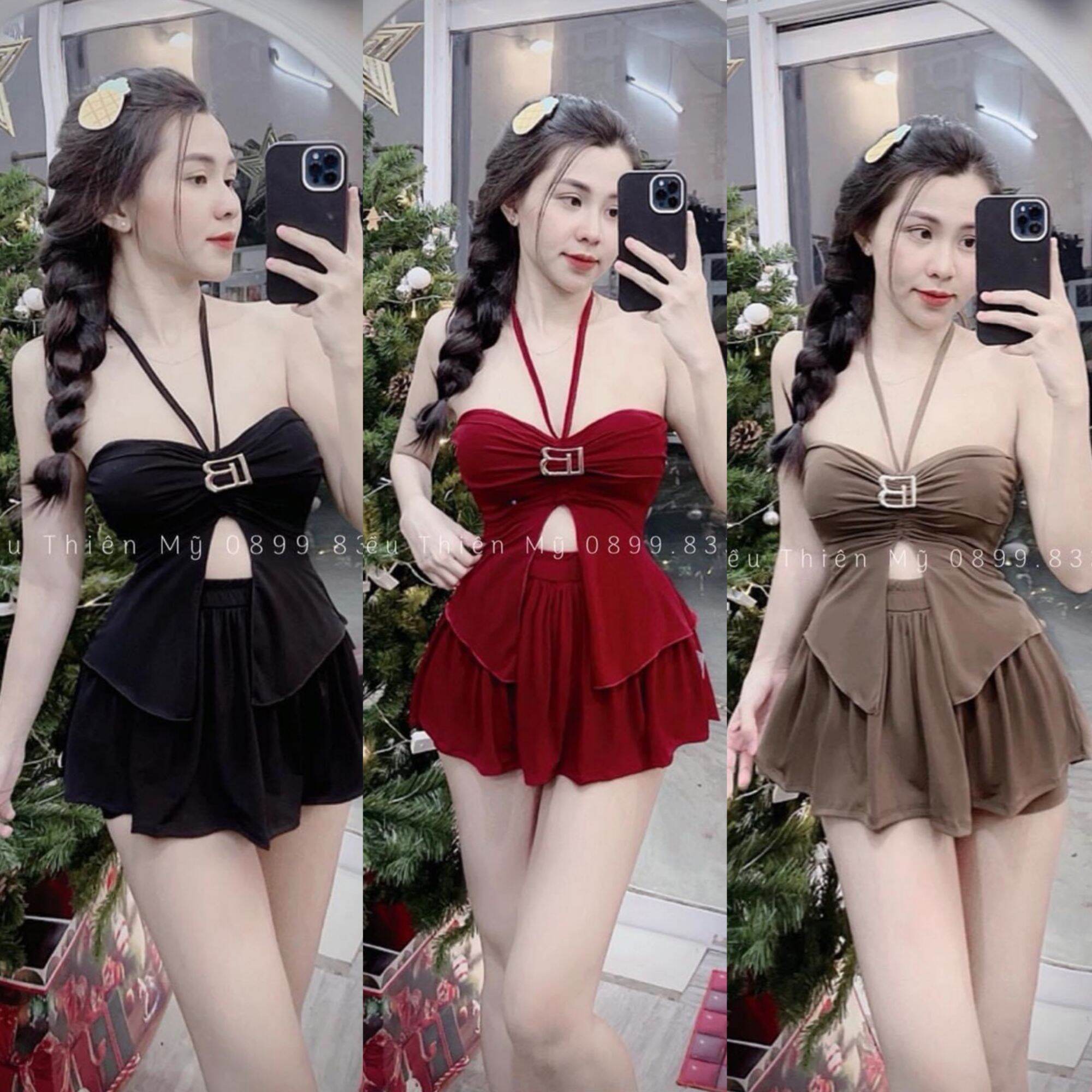 Sét áo kiểu phối khoen chữ b kèm chân váy- đồ bộ kiểu nử mặt nhà , đi chơi