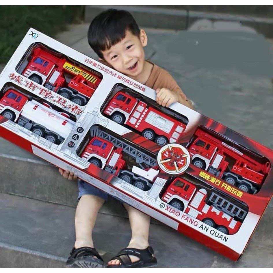 Ô TÔ Đồ Chơi Trẻ Em, Set 6 xe đồ chơi cho bé cỡ lớn Xe Công Trình, Cứu Hoả