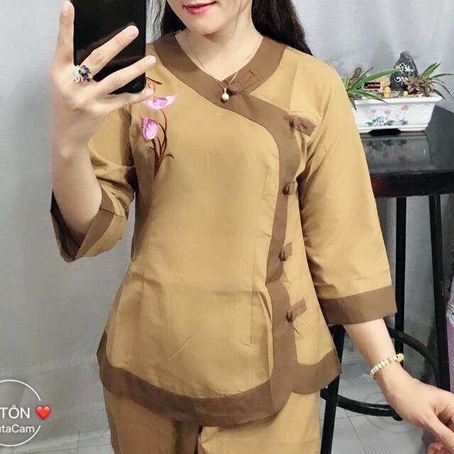 Quần Áo Phật Tử, Đồ Lam Phật Đi Chùa Nữ, đồ bộ mặc nhà Nữ mẫu A20A