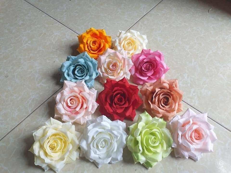 Combo 10 bông hoa hồng vải lụa cao cấp ,hoa giả, trang trí