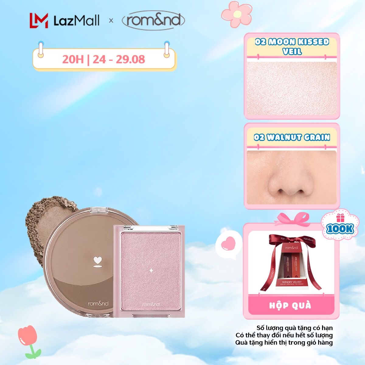 Combo Phấn tạo khối Romand Better Than Shape 9.5g + Phấn bắt sáng Romand Hanbok See-Through Veillighter 5.5g