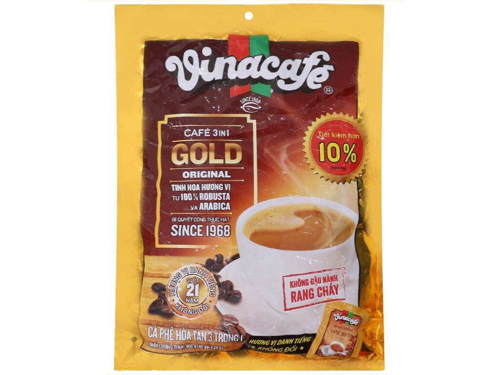 Túi 40 gói 20g cà phê sữa vinacafe gold original