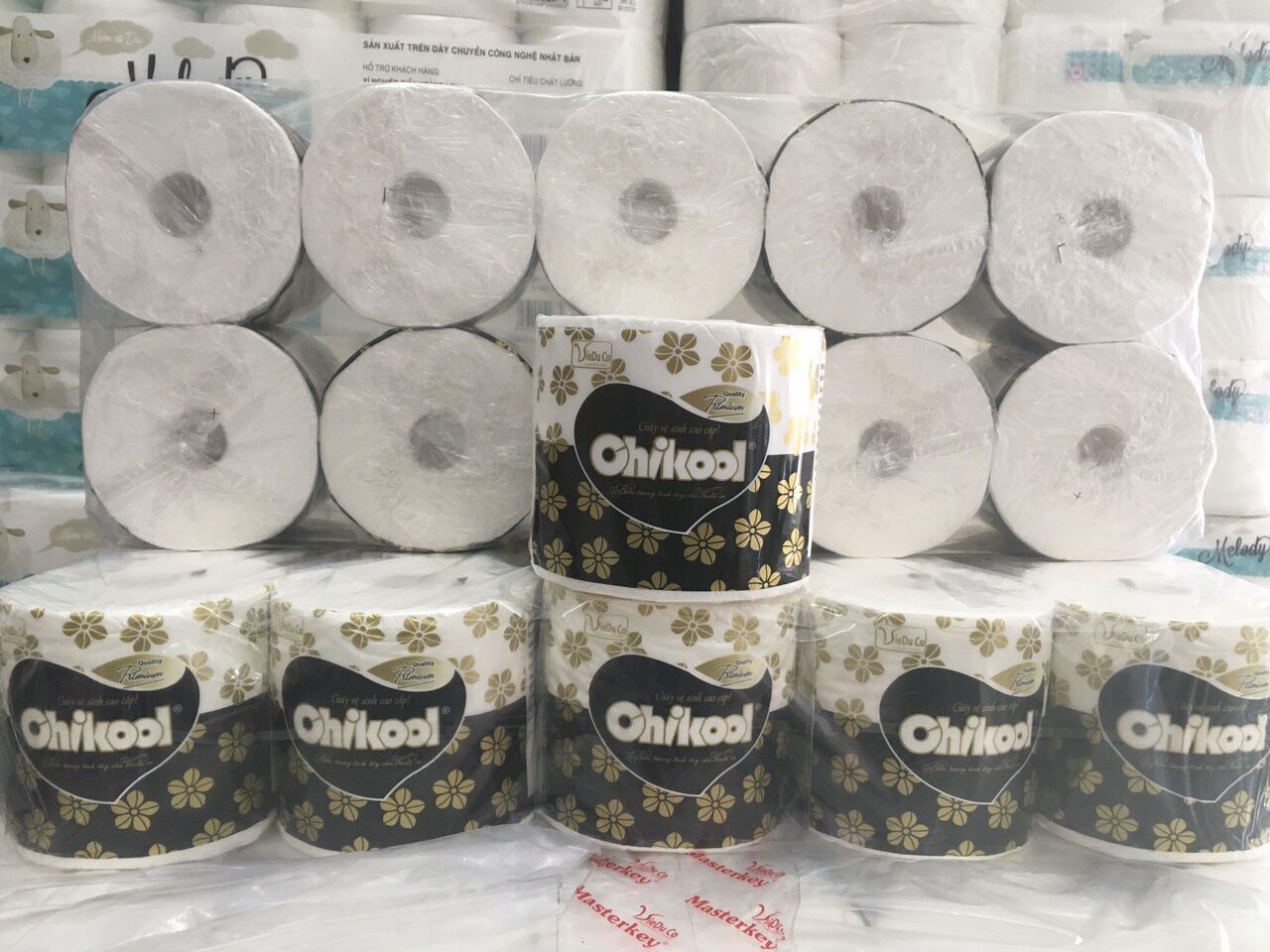 Combo 2 lốc 10 cuộn có lõi cao cấp chikool - giấy lụa 4 lớp- mềm mịn và dai