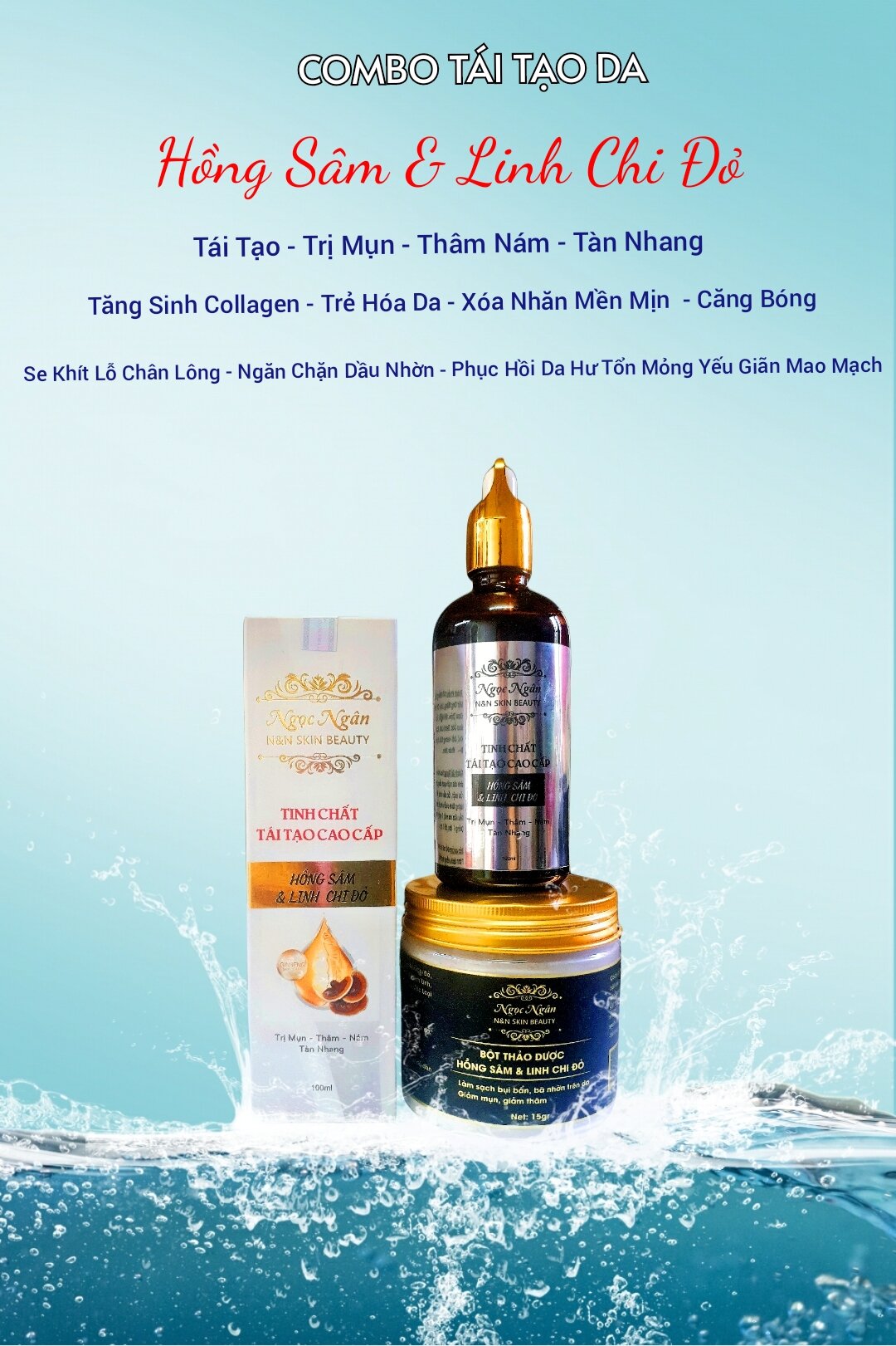 COMBO TÁI TẠO DA LINH CHI ĐỎ CAO CẤP ( TÁI TÁI TẠO XÓA MỤN NÁM TÀN NHANG)