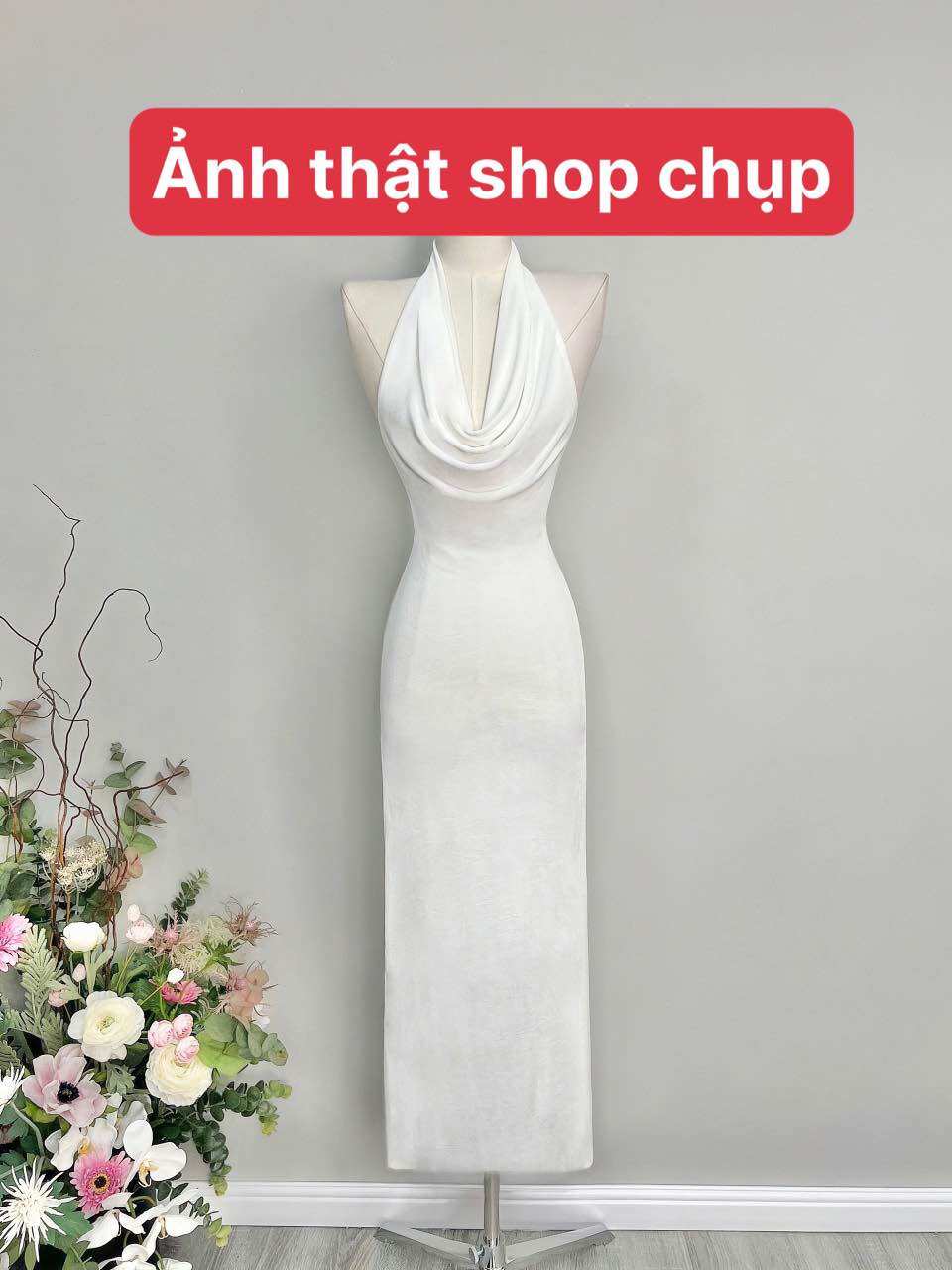 Đầm maxi yếm cổ đỗ (kèm ảnh thật ở cuối)