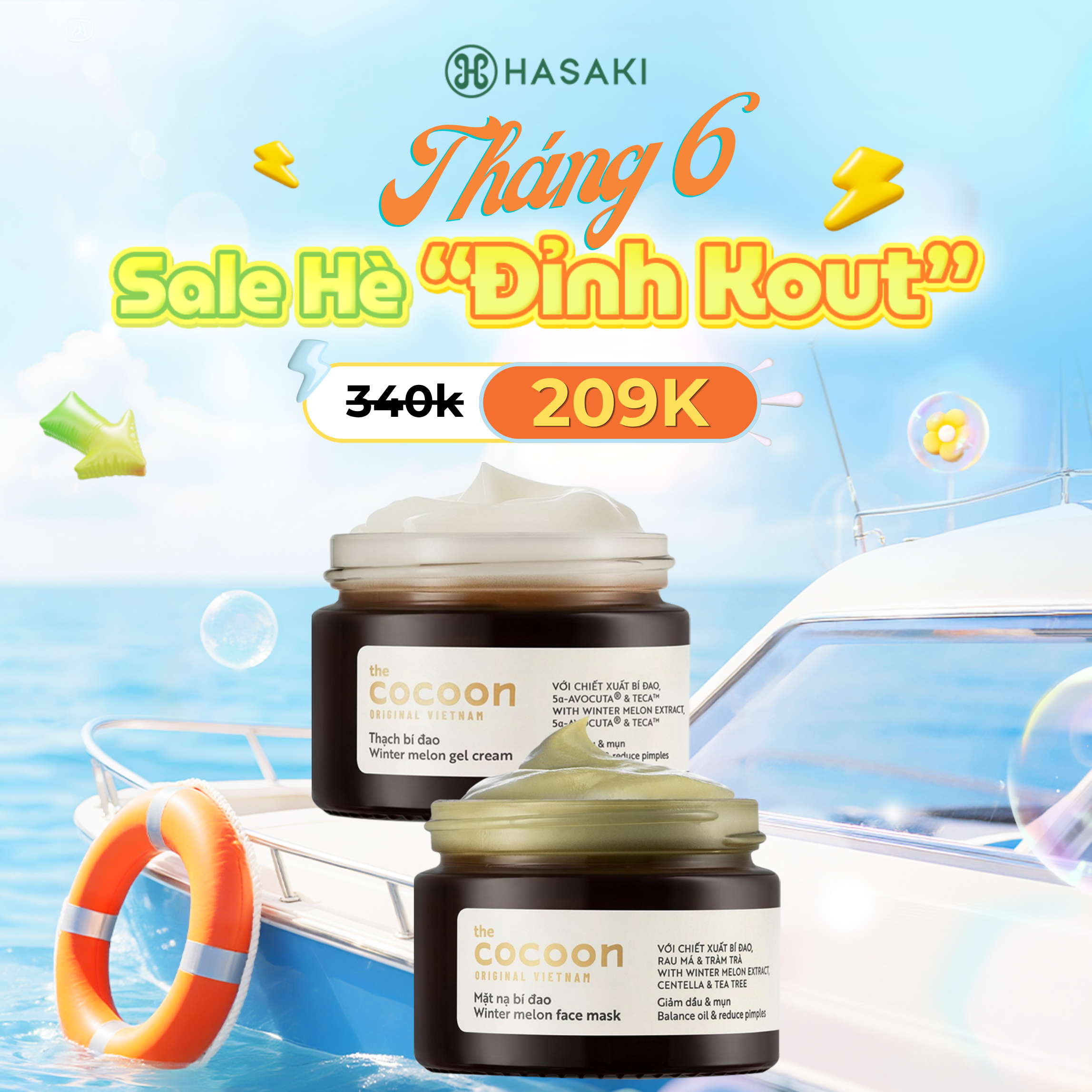 [SIÊU GIẢM GIÁ] Combo Cocoon Kem Dưỡng Bí Đao Cấp Ẩm 30ml + Mặt Nạ Bí Đao Giảm Dầu Mụn 30ml Hasaki Sản Phẩm Chính Hãng