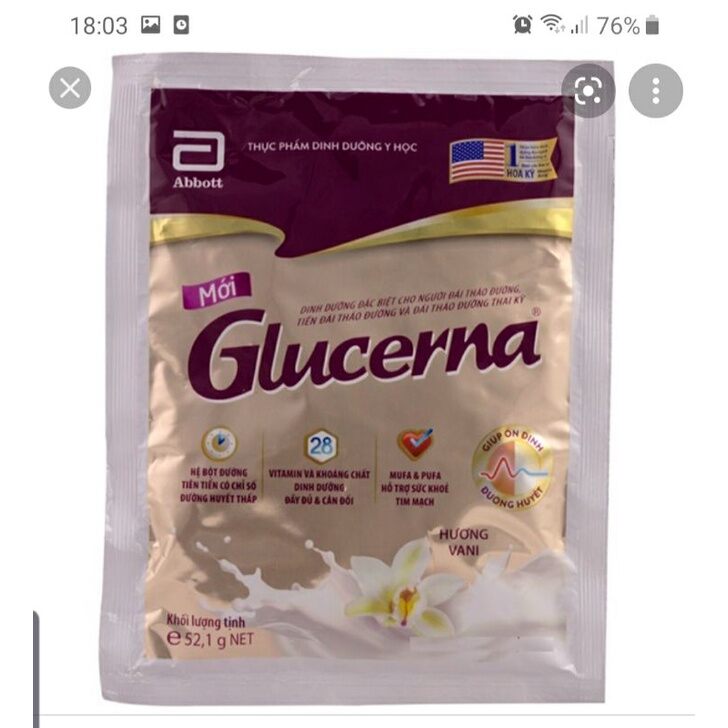 [Date 10/2023] 1 gói sữa Glucerna Lúa mạch 52,1g cho người tiểu đường