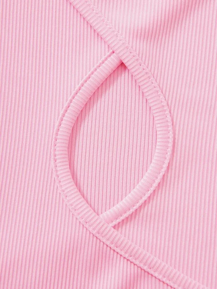 Áo croptop cổ tròn sát nách đan chéo Eo 04