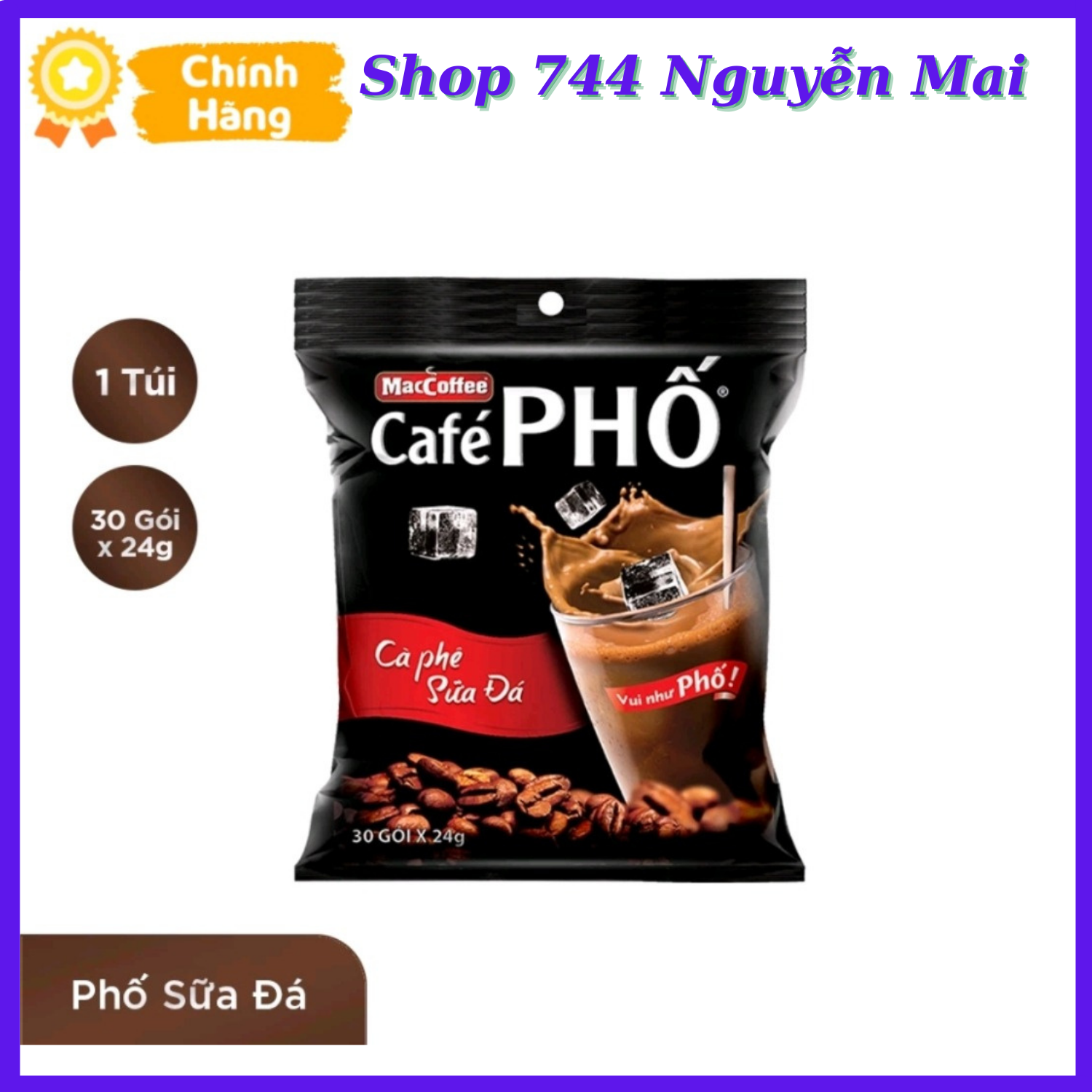 Cà Phê Phố - Bịch 30 Gói Cà Phê Sữa Đá MacCoffee Cafe Phố