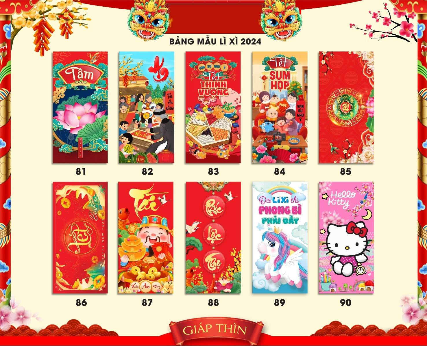 [combo 100 cái] BAO LÌ XÌ MẪU MỚ GIÁ SỈ