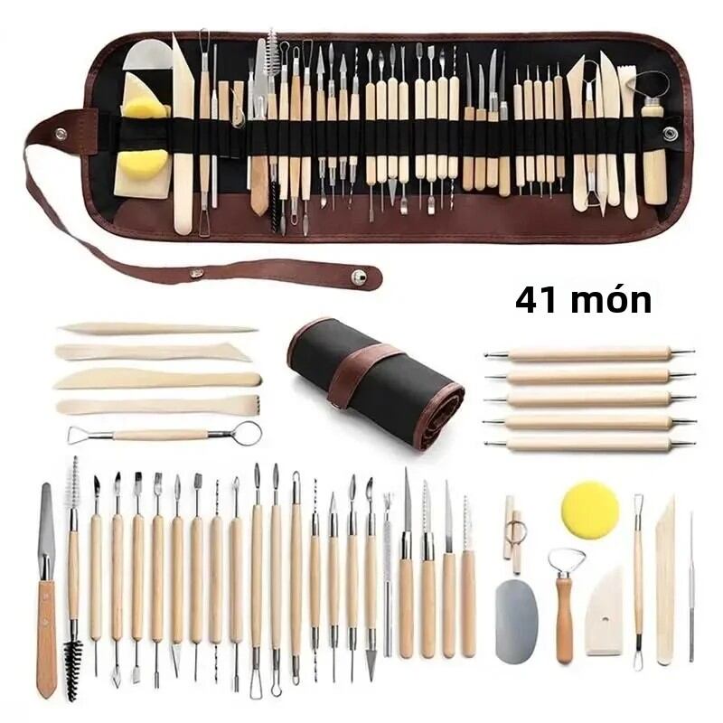Bộ Dụng Cụ Điêu Khắc Đất Sét Gốm 5-61 Món Kèm Hộp Đựng Dùng Cho Gốm Sứ Điêu Khắc Polymer Thép Không Gỉ Gỗ Nhựa.