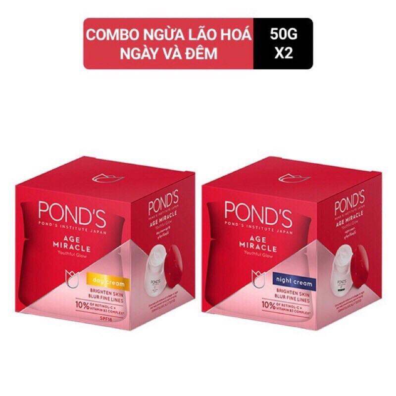 Bộ Sản Phẩm Kem Dưỡng Da Ponds Age Miracle Chống Lão Hoá Ngày Và Đêm 50g x 2