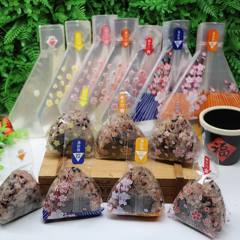 Grab-and-Go Plastic Wrap Bag Heating Bento Bakery Triangular Parcel Sushi Blank Rice Roll Roll Paper Packing Bags