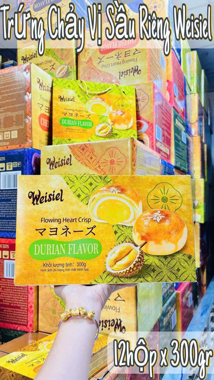 Bánh Trứng Chảy WEISIEL 5 Vị Phô Mai,Sầu Riêng,Trứng Muối,Khoai Môn Tím -Bơ Ngẫu Nhiên Hộp (300 Gram) 6 Chiếc Bánh 🌻