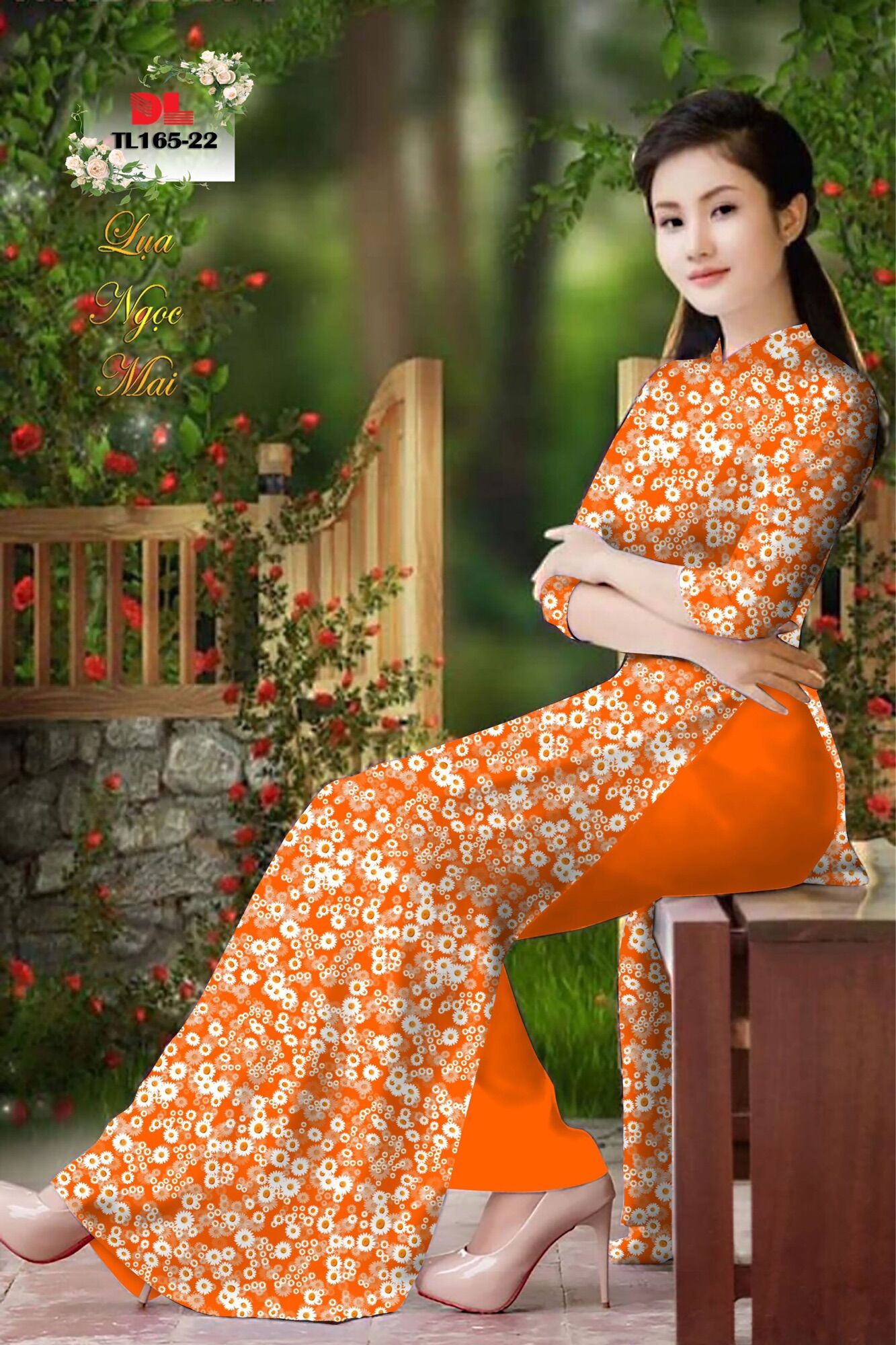 Vải áo dài hoa cúc