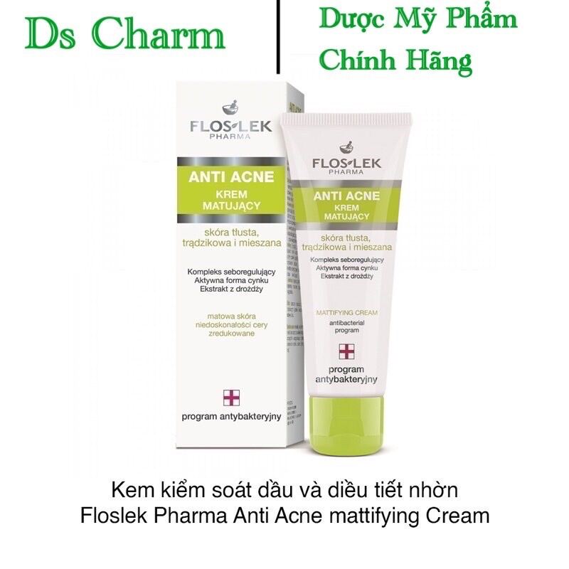 [CHÍNH HÃNG có bill]Kem kiểm soát dầu và điều tiết nhờn Floslek Anti Acne Mattifying Cream 50ml