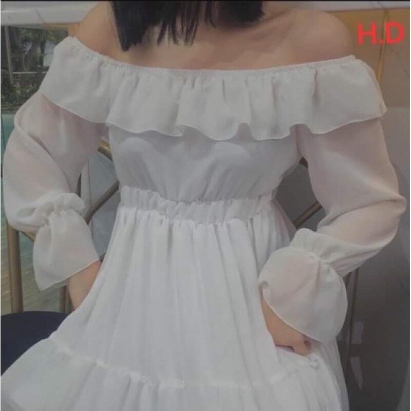 Váy trễ vai tay bo dài HD