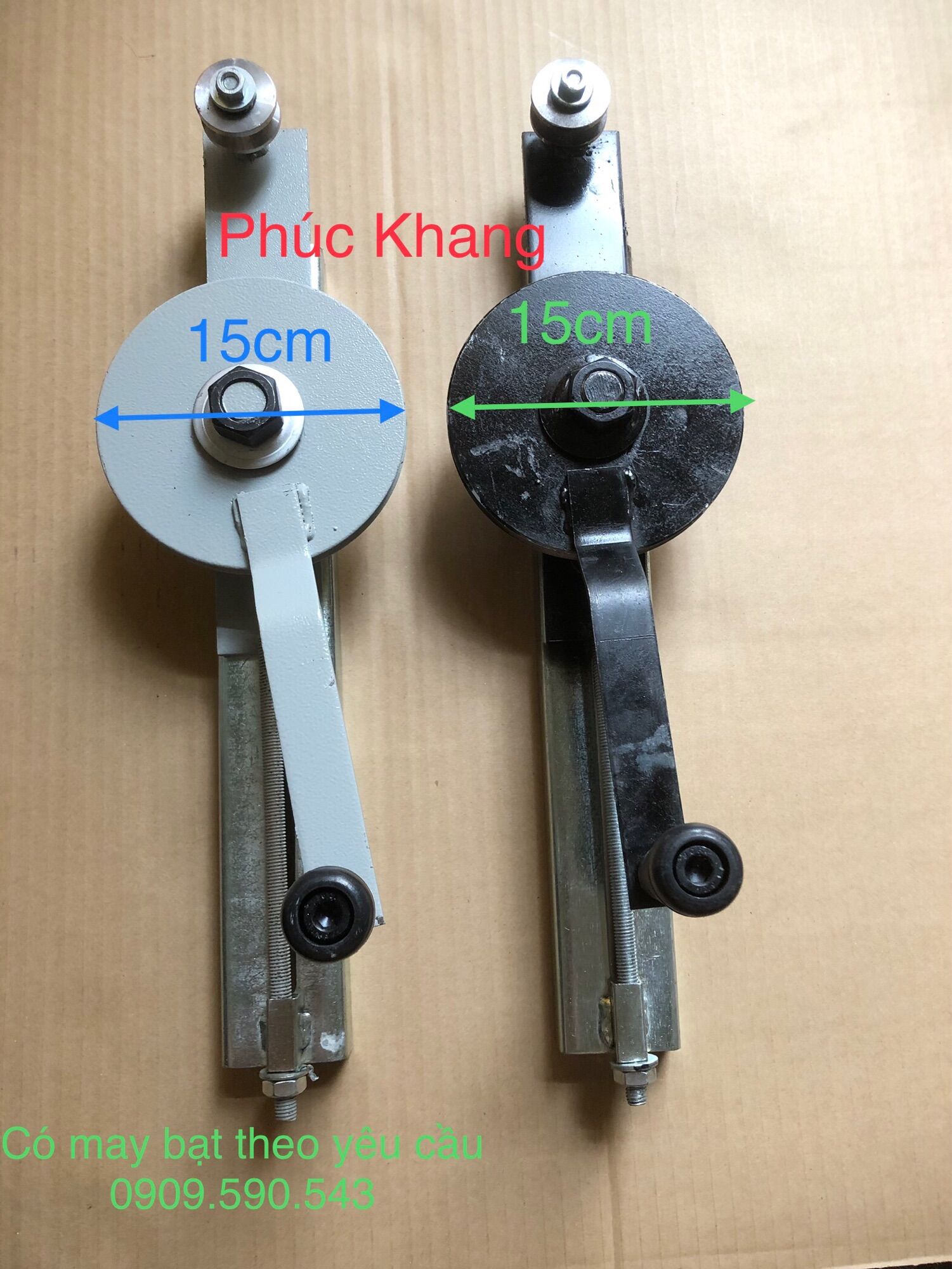 Tay quay mái bạt xếp - mái hiên - mái trượt puly 15cm có tăng cáp. Có 2 màu xám và đen