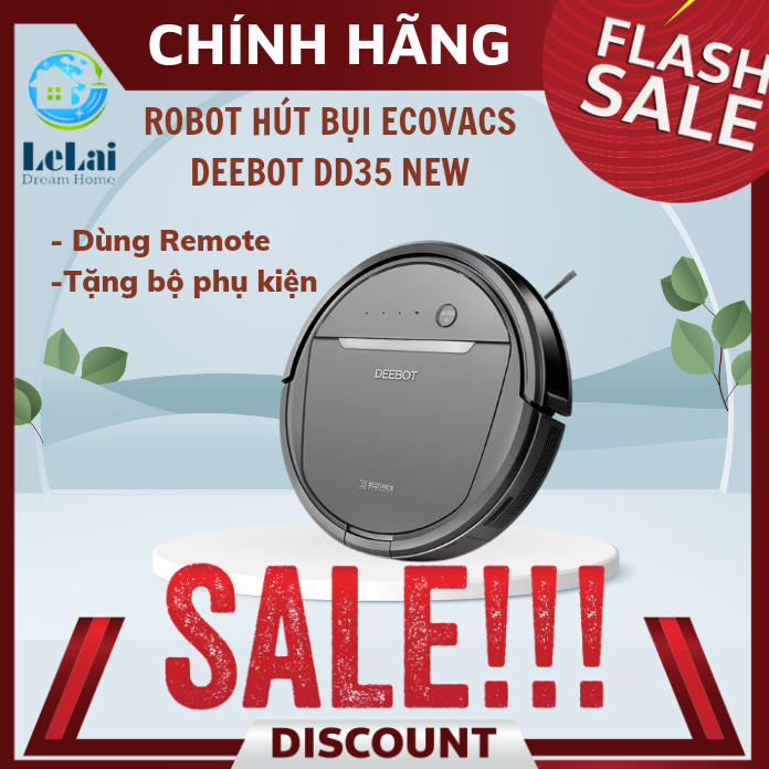 Robot hút bụi lau nhà thông minh ecovacs deebot dd35 new nguyên seal, pin bền 3200mah, lực hút khỏe, dùng remote, dễ sử dụng