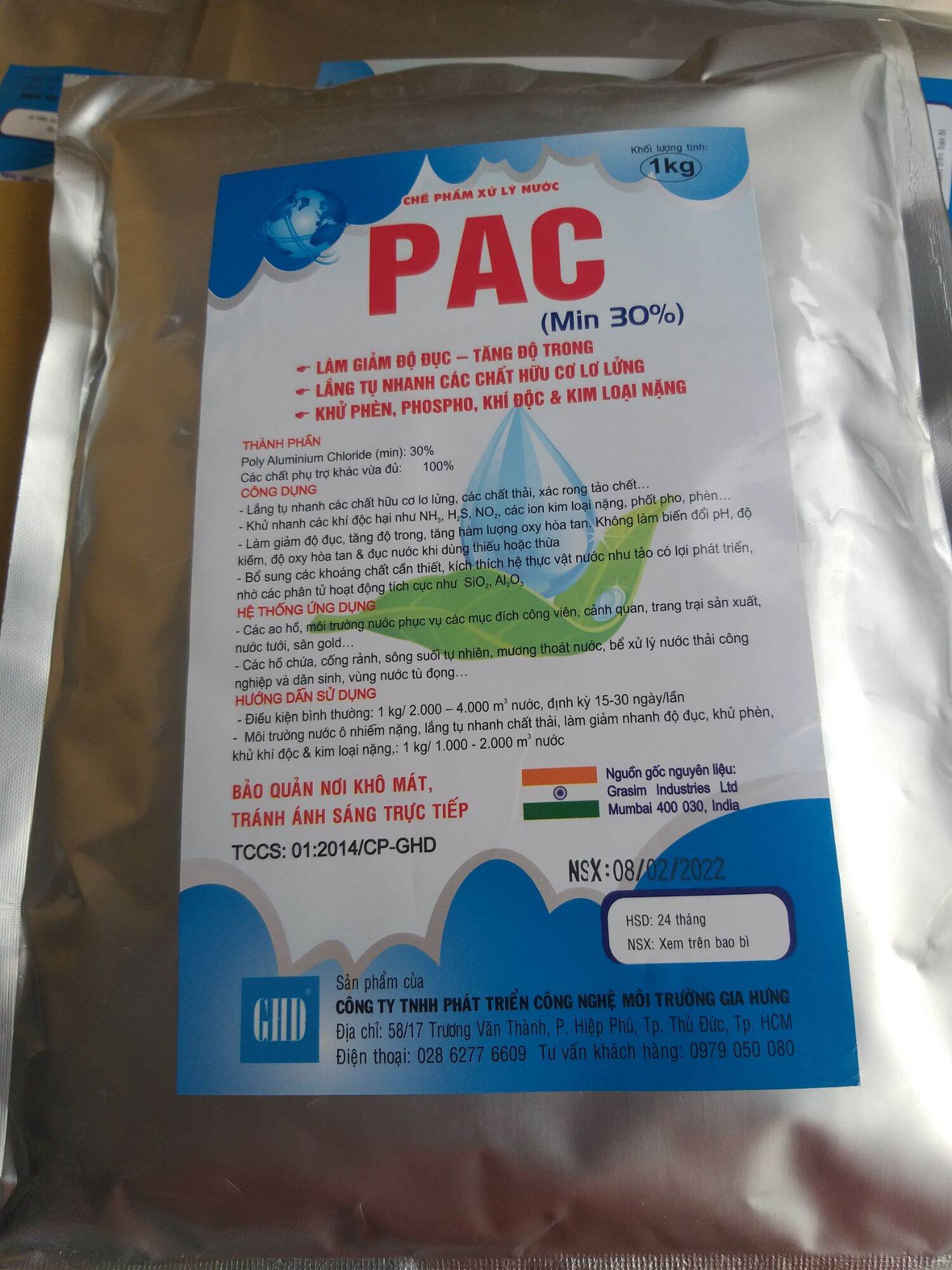 PAC lắng tụ, làm trong sạch nước 1kg