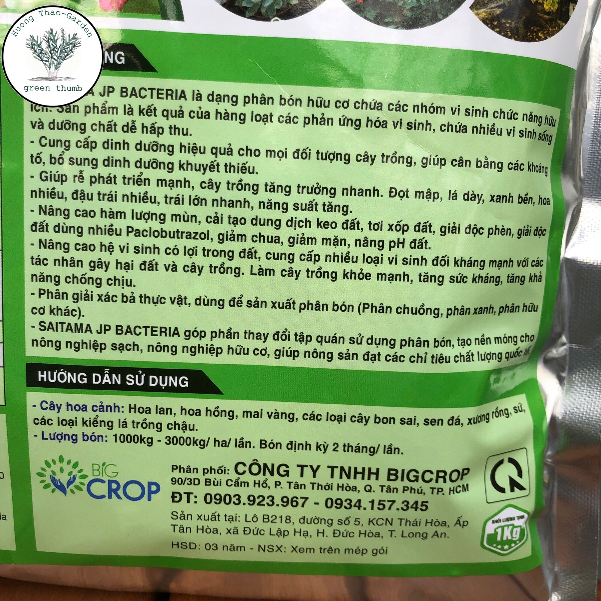 Phân Bón Hữu Cơ Vi Sinh Saitama-Trichoderma túi 1kg