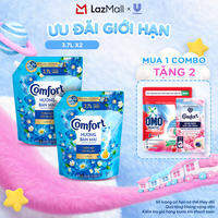 Combo 2 Nước Xả Vải Comfort Hương Ban Mai Thơm Mát Gấp 10 Lần Túi 3.7L (bao bì tùy lô nhập hàng)