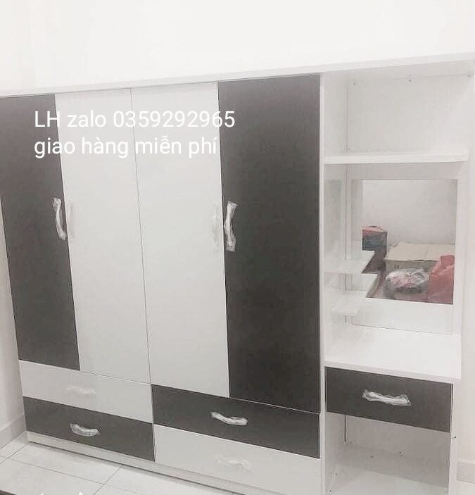 tủ nhựa đài Loan 4 cánh gắn liền bàn Trang điểm