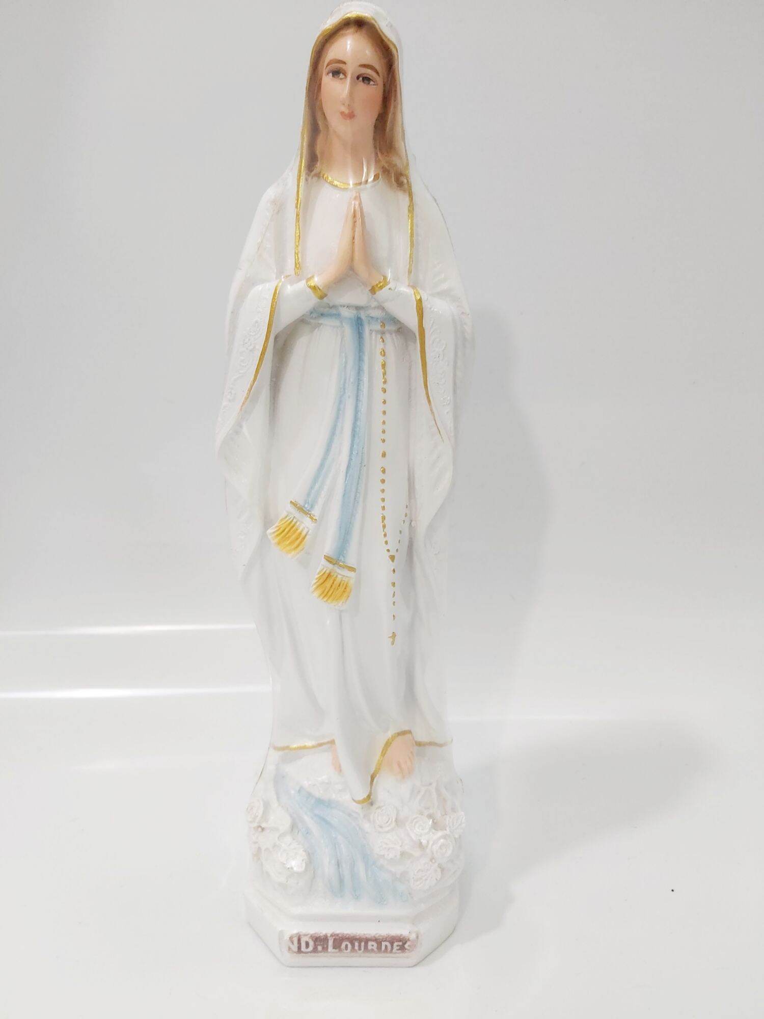 Tượng công giáo - Tượng Đức Mẹ Lộ Đức (Lourdes) màu trắng 30cm