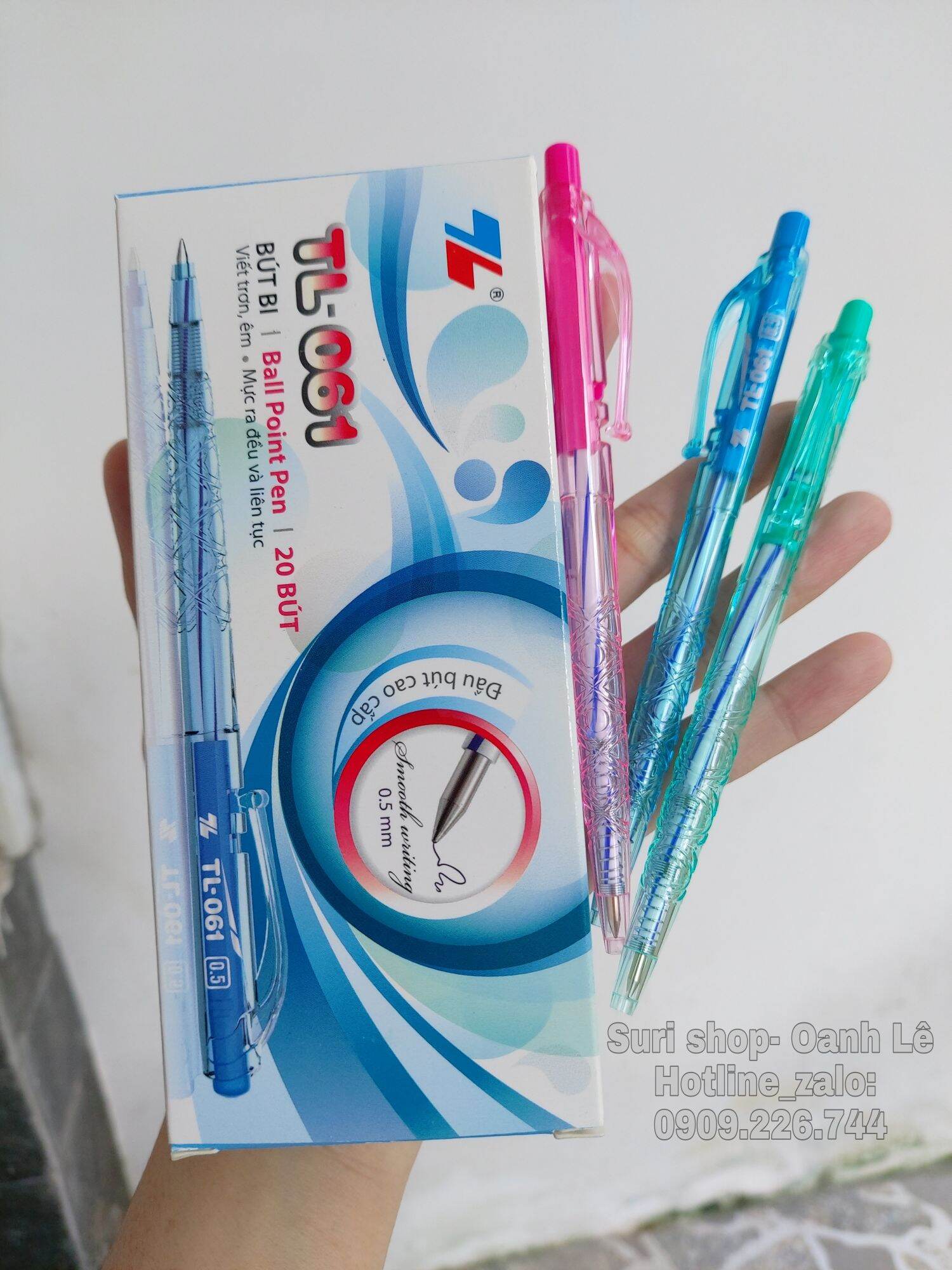 Hộp 20 cây bút bi mực xanh Thiên Long TL 061 chính hãng