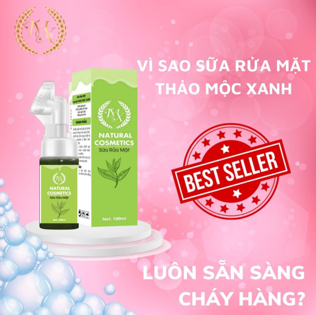[Sỉ 2 lọ] Sữa Rửa Mặt Thảo Mộc Xanh 100ml