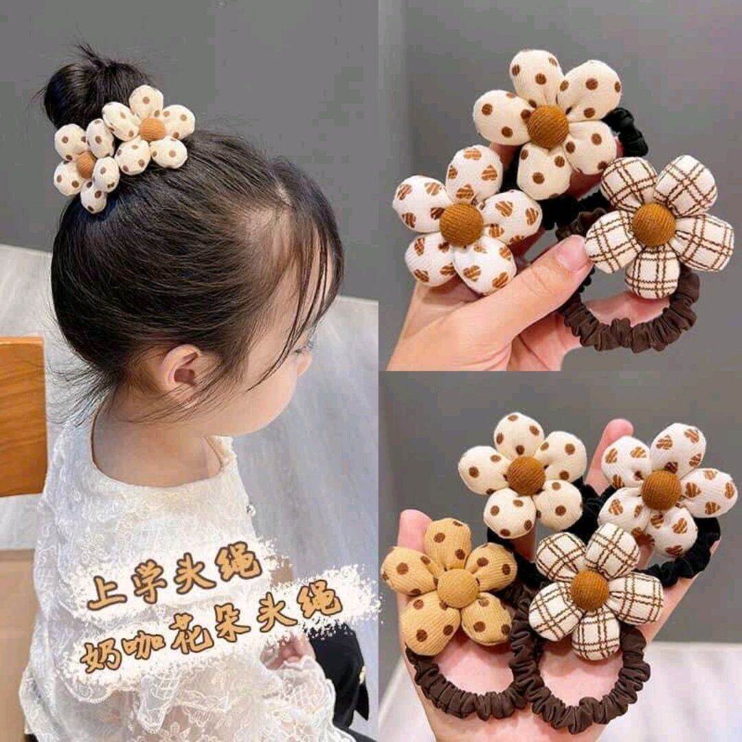 Dây cột tóc đính hoa phong cách Hàn Quốc