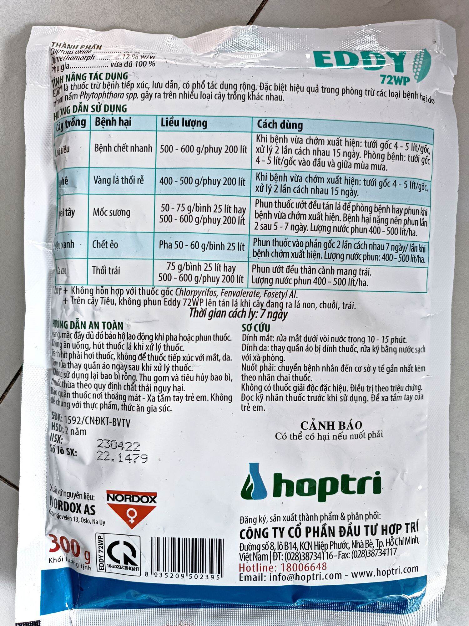 Thuốc trừ bệnh cây EDDY 72WP gói 500gr