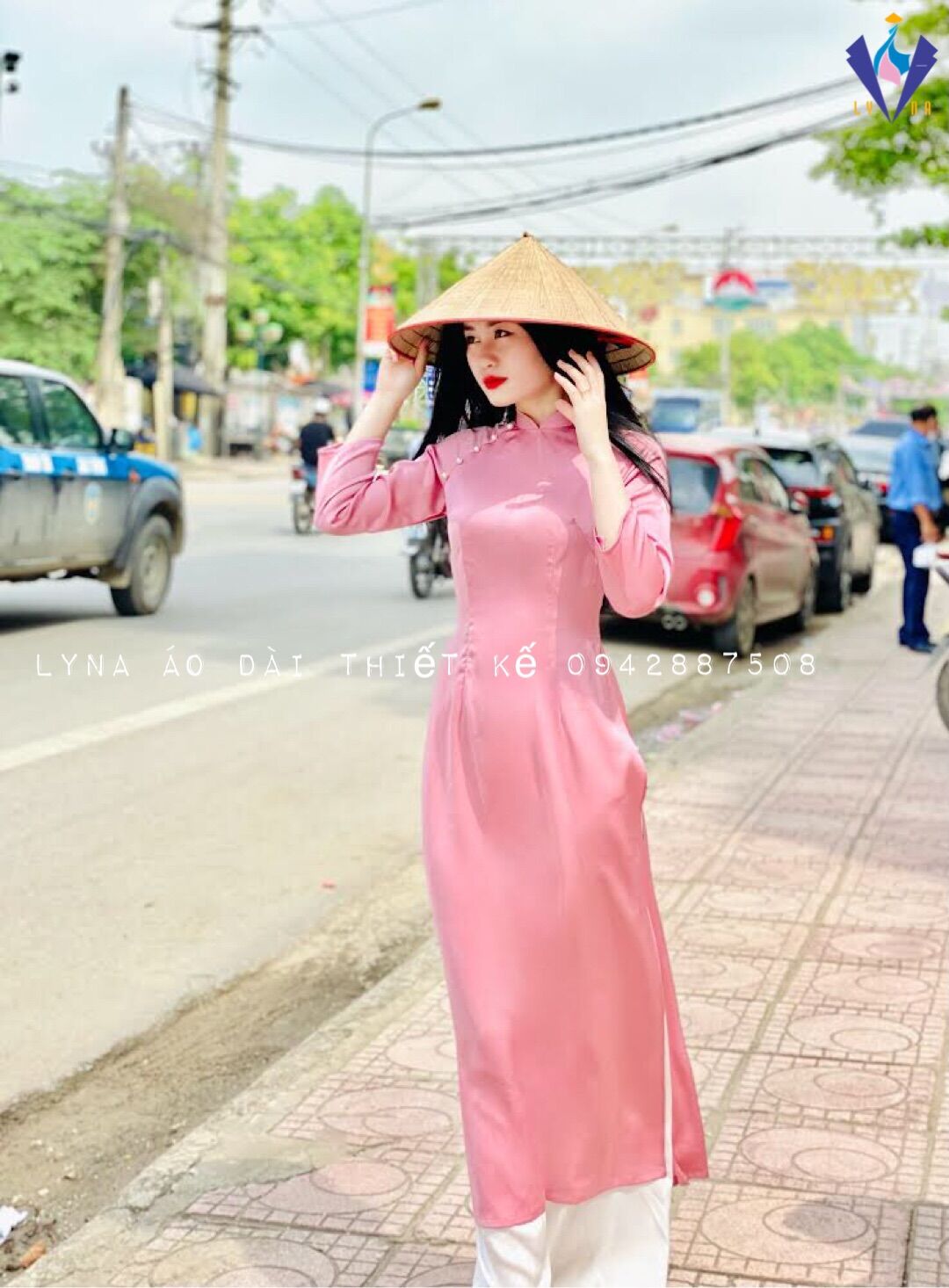 Áo dài cách Tân nữ, áo dài màu Hồng dâu đẹp